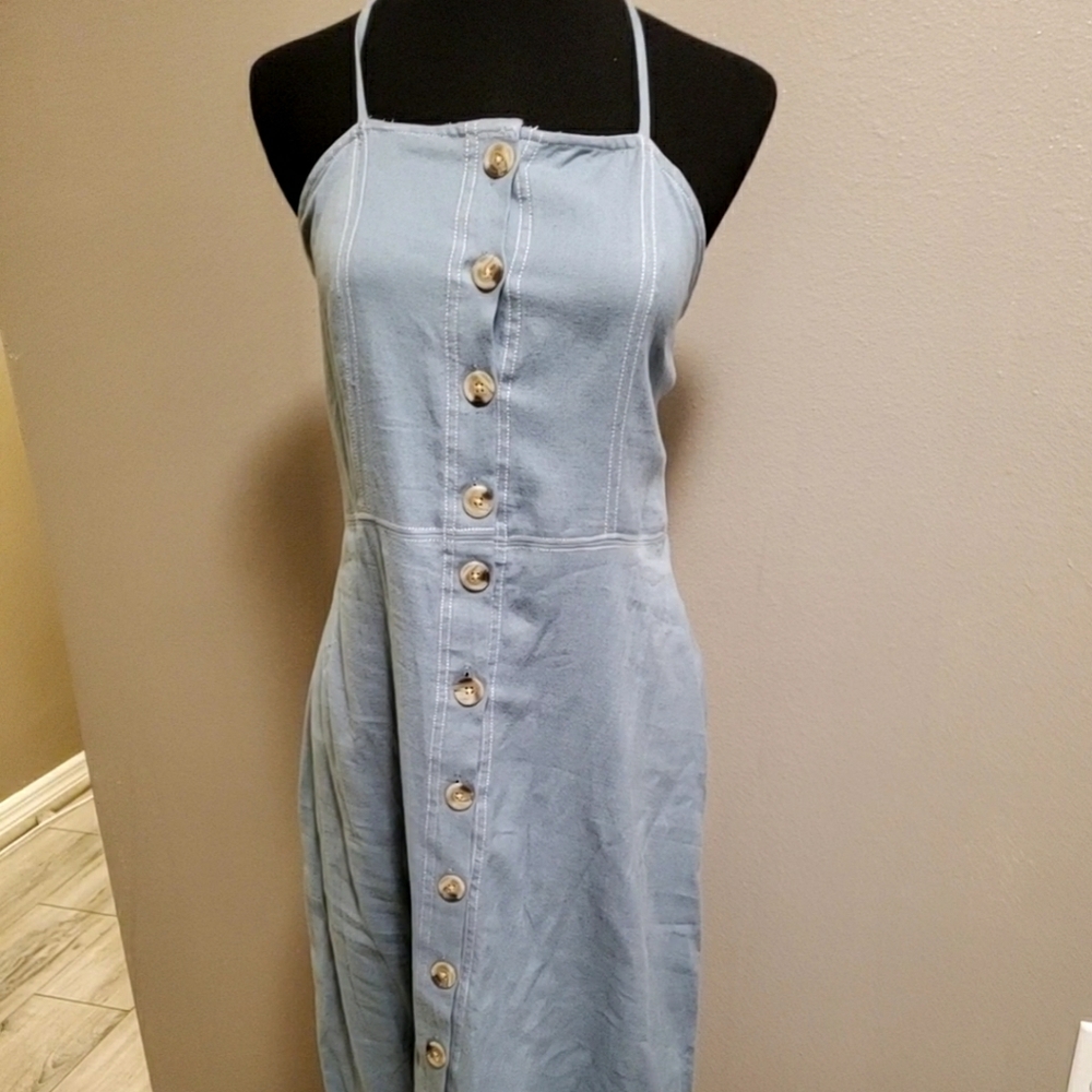 Patrons of peace light blue halter dress